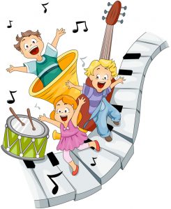 Chidren with Musical Instruments with Clipping Path